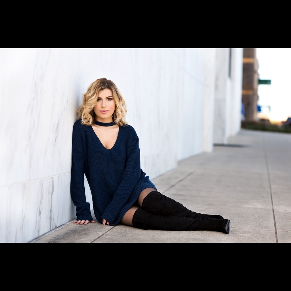 Navy blue sweater dress